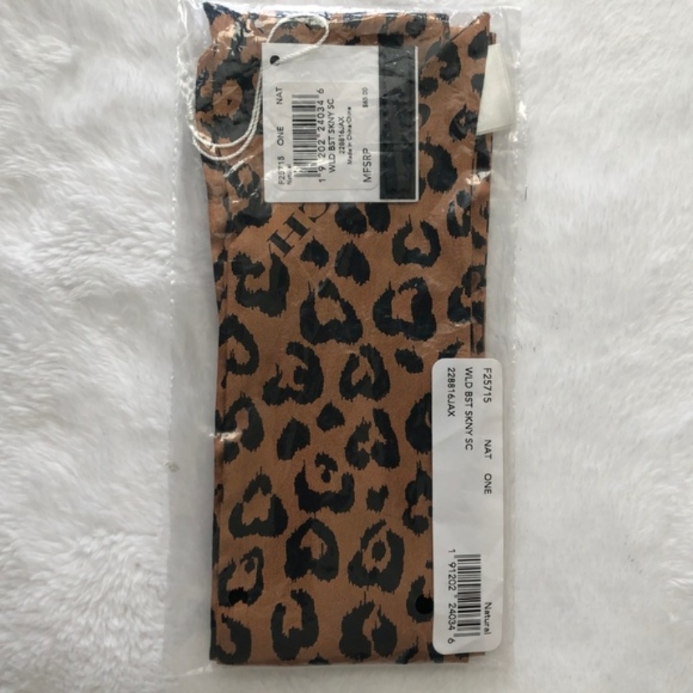 NWT COACH Leopard Print Silk Skinny Scarf - Picture 2 of 3